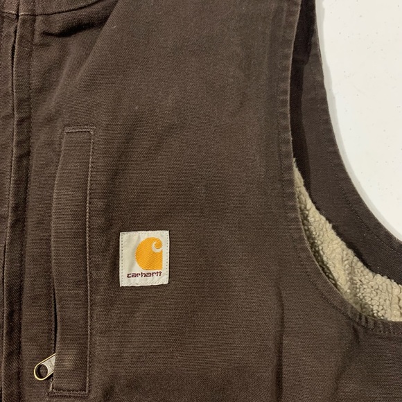 Carhartt Fleece/Sherpa Lined Brown Vest - L - Picture 3 of 8